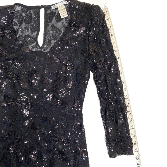 ALBERTO MAKALI Black and Iridescent Sequined Cocktail Dress - Picture 8 of 16